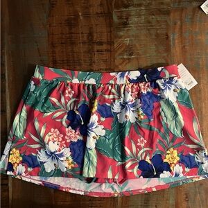 NWT Cacique Women’s Size 18 Slitted Swim Skirt Tropical Floral Pink Multicolor